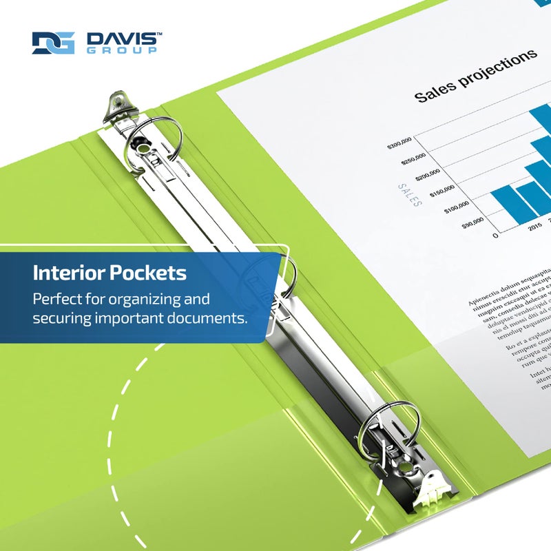 Davis Group مجلدات اقتصادية ممتازة مقاس 1.5 بوصة، مجلدات ثلاثية الحلقات للمدرسة أو المكتب أو المنزل، دفاتر ملاحظات ملونة، حزمة من 6، حلقات دائرية، أخضر ليموني - Image 5